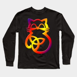 Rainbow Trinity Knot Celtic Cat Long Sleeve T-Shirt